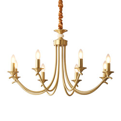 French-Style Candle Chandelier, Living Room Lamp, American Country-Style Bedroom Lamp, Dining Room High-End Art Retro Light Luxury All-Copper Lamps