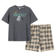 Fenton ຝ້າຍບໍລິສຸດແຂນສັ້ນ plaid ສັ້ນ pajamas ເດັກຊາຍ summer ບາງກາຕູນງາມເດັກນ້ອຍກາງແລະຂະຫນາດໃຫຍ່ເຄື່ອງນຸ່ງຫົ່ມເຮືອນຊຸດ