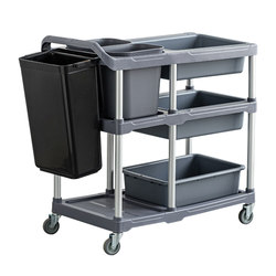Food collection cart, restaurant bowl collection cart, plate and bowl plastic trolley, mobile commercial hotel hotel canteen cleaning cart