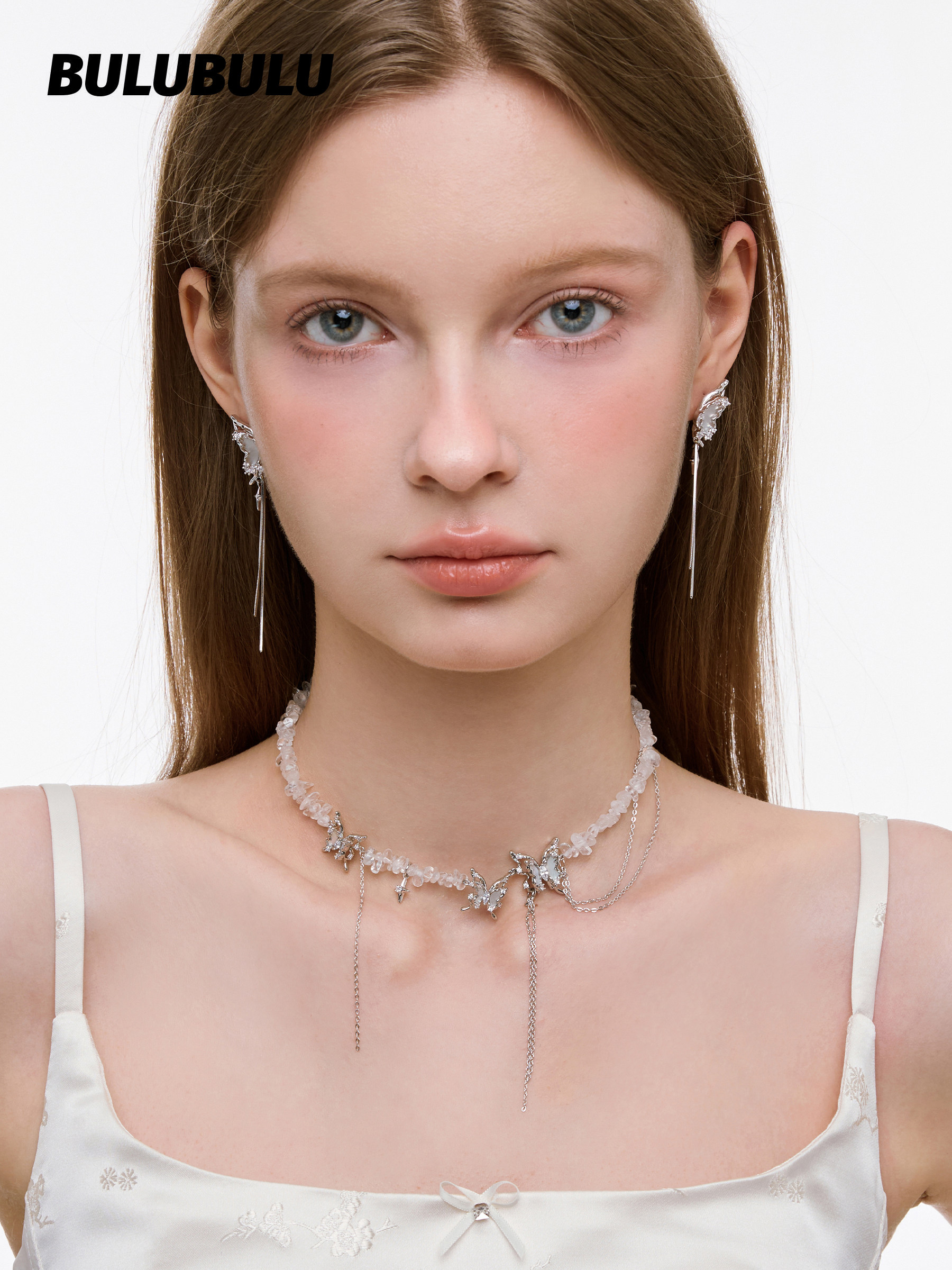 BULUBULU Metamorphosis Series Butterfly Tassel Necklace for Women, Niche Crystal Vintage Clavicle Chain Choker