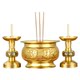 Pure brass household incense burner candle holder indoor set one-piece incense candle holder base for worship in front of the Buddha on the altar