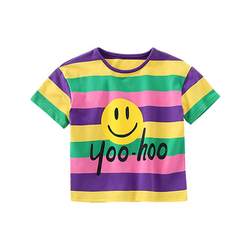 Girls' striped short -sleeved T -shirt Middle children in the summer 2024 new summer thin children's children's half -sleeved top 8