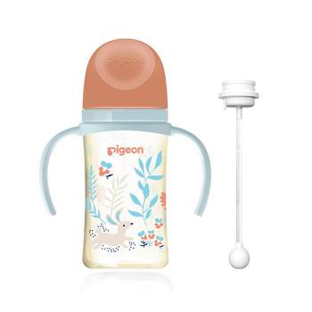 Double handle wide caliber ppsu baby bottle pigeon flag