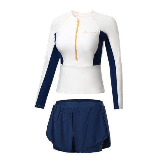 Swimsuits for women split long sleeves 2025 new conservative belly-covering and slimming professional swimming special high-quality hot spring swimsuit