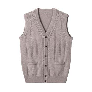 Hengyuanxiang 100 pure wool vest cardigan men's winter Hengyuanxiang 100 pure wool vest cardigan men's winter