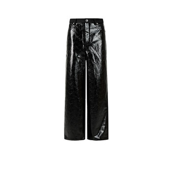 455emble leather splicing trousers and leather trousers, imitation waxed leather casual leather trousers, formal trousers, same style for men and women