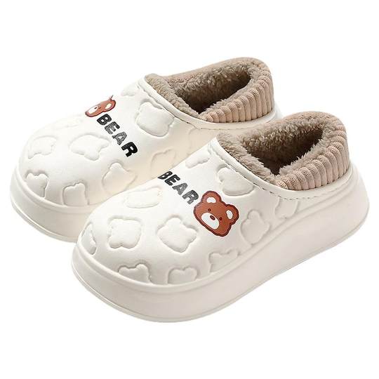 Водонепроницаемые хлопковые тапочки для женщин, осенне-зимняя плюшевая обувь на каблуке-мешке