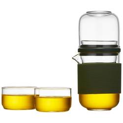 Glass travel tea set outdoor kung fu teapot high temperature resistant tea cup tea water separation quick cup portable