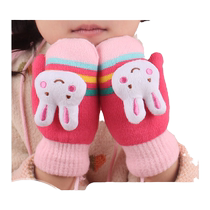 Childrens gloves winter baby plus velvet thickening girls cute baby cartoon kids knitted boys and toddlers small gloves