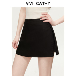 VIVICATHY2026夏季新款仿亚麻感通勤a字半裙女气质百搭裙裤短裙