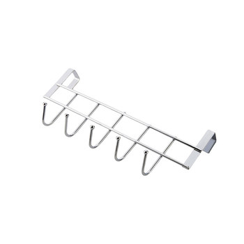ຕູ້ສະແຕນເລດປະຕູຫລັງ 5 hooks ການເກັບຮັກສາບັດ clip hook ເຮືອນຄົວ punch-free spatula ແລະ spoon storage rack
