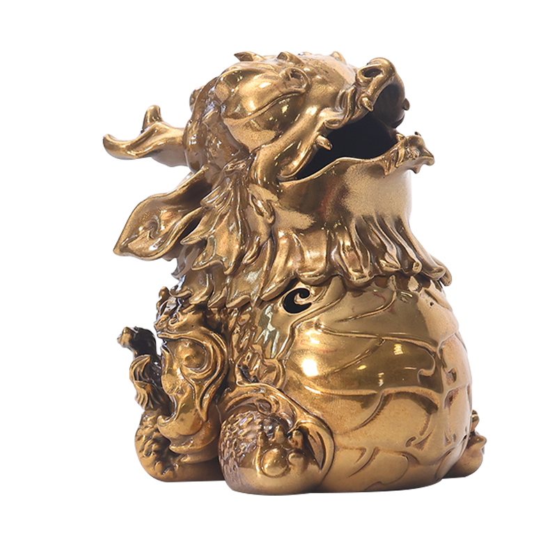 創意麒麟青銅香爐家用無黏粉香道擺件青銅香薰爐點香器