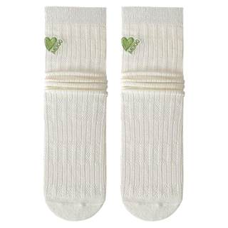 Spring and summer green striped pile socks for women