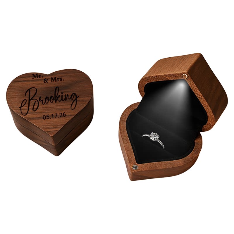 New style black walnut love-shaped ring box