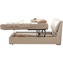 Genji Wood Language Box Bed Storage Bed Cream Style Master Bedroom Little Elephant Ear Leather Bed Modern White Double Leather Bed