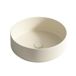 Cream-Colored Round Countertop Basin for Home Use, Ceramic Washbasin, Bathroom Sink, Balcony Washbasin