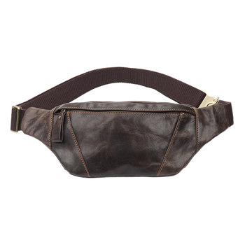 Genuine first layer cowhide leather running mobile phone waist bag