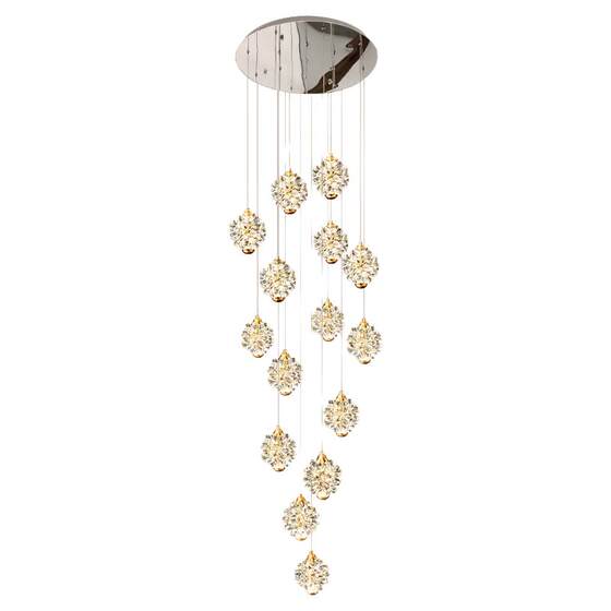 Duplex stair chandelier light luxury crystal villa loft