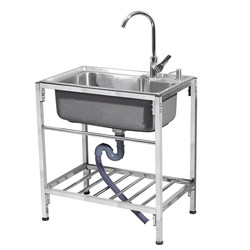 Kitchen stainless steel sink with stand wash basin sink wash basin single sink large single basin wash basin with shelf