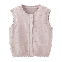 Wei Shi Mu Ni baby girl knitted vest spring and autumn baby sweater pure cotton sweet baby cardigan versatile coat