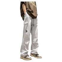 American functional pants mens summer elastic waist handsome street spring and autumn workwear casual pants loose mountaineering pants