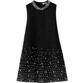 小香风毛呢背心裙 重工钉珠粗花呢宽松连衣裙 2025秋冬新款女装