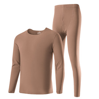 双面德绒内衣男士套装冬季防寒发热圆领长袖t恤无痕保暖秋衣秋裤