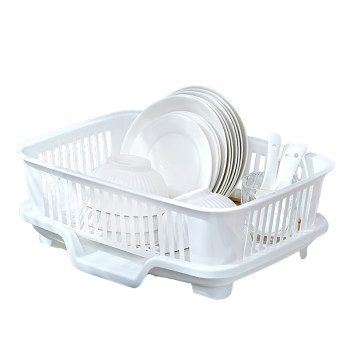 Kitchen countertop dish drain rack with lid