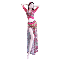 2024 New Spring and Summer Belly Dance Practice Clothes Rose Red BAO WEN Dance Practice Clothes Performance Clothes Suit for Children