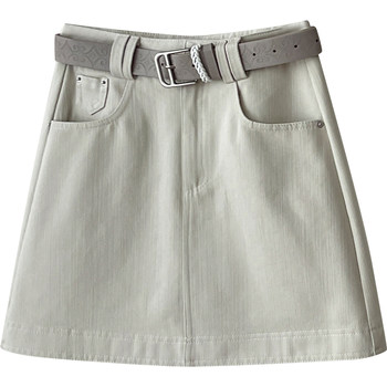ສິ້ນກະໂປງ denim ແບບເກົາຫຼີ chic retro ຈັບໄດ້ທັງສິ້ນ denim skirt ແມ່ຍິງ summer ອາເມລິກາແບບສະໂພກ hip-hugging suit skirt a-line
