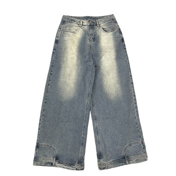 ຮ້ານ Weilang's American high street trousers, men's handsome men's street style European and American retro inverted jeans, ໂສ້ງຂາຍາວສຳລັບຄູ່ຮັກ