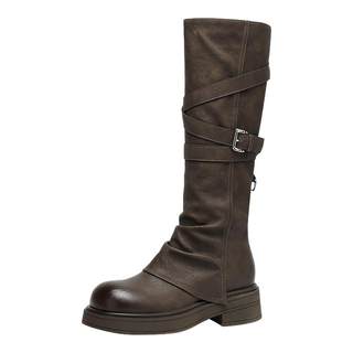 Daphne maillard brown long boots for women thick soles