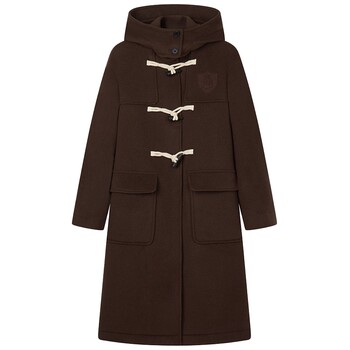 Teenieweenie bear academy style bullhorn buckle hooded woolen coat simple style mid-length fashion jacket