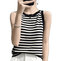 Halter neck knitted camisole for women French style versatile sleeveless top bottoming shirt with small suit