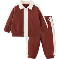 (College style) Mini Bala sports long-sleeved suit for boys and girls baby and childrens clothing retro loose 2024 new autumn