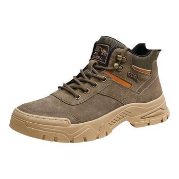 ເກີບຜູ້ຊາຍ Camel 2024 Spring New Outdoor Mountaineering American Workwear Desert Boots Thick Sole High Top Martin Boots for Men