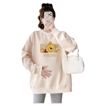 Maternity wear autumn and winter suit 2024 new fashion long-sleeved bear loose cotton sweatshirt autumn tops and leggings