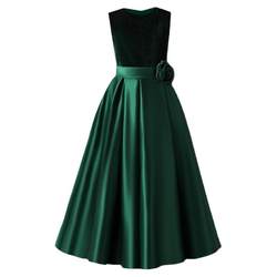 Girls' autumn and winter velvet Christmas Eve dress Children's high -end custom child host dress skirt band performance clothes