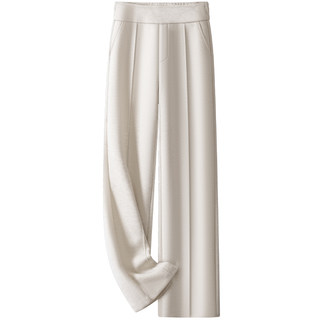 高级毛呢阔腿裤女冬季2025新款高腰宽松垂感加绒加厚窄版羊毛长裤