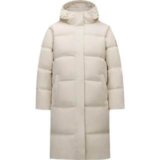 安踏面包羽绒丨中长款连帽羽绒服女士2025冬季防泼水鸭绒保暖外套