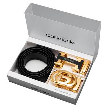 Fashionable brand-name belt automatic buckle belt for men