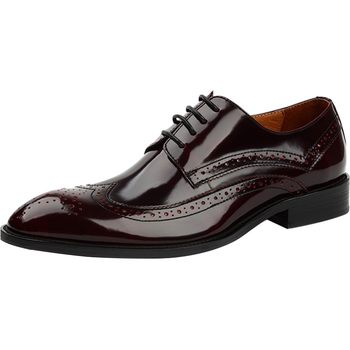Brogue men's british carved leather shoes lace-up shoes