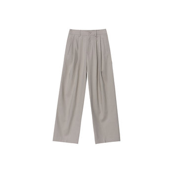 Mugan muan newspaper trousers spring and autumn new style high-end simple loose suit trousers women ds-8804