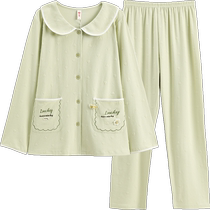 Fenton pyjama femmes printemps pur coton à manches longues cardigan costume femmes automne ample décontracté grande taille respirant vêtements de maison