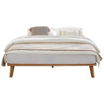 Quanyou Home Furnishing Log Style No Bedside All Solid Wood Bed Bedroom Red Oak Tatami Bed Small Apartment 129511