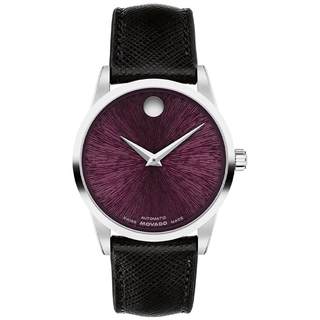 Reloj movado museum con correa de piel color cereza