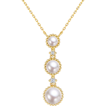 Lukfook Jewelry Small Bulb Freshwater Pearl Diamond Necklace Womens Gold Pendant Set Chain Pricing bTDSKN0006Y