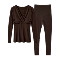 Kidmans Pregnant Woman Autumn Clothes Autumn Pants Suit Women Breastfeeding Pyjamas 2 Pieces Fall Winter Postpartum Pearl Suede Warm Inner Clothing Pants