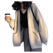 Knitted cardigan jacket for women 2024 spring and autumn new large size fat girl loose and versatile casual lazy style sweater