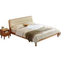 Lins Home Nordic all solid wood bed master bedroom modern simple soft package master bedroom oak double bed combination LH047